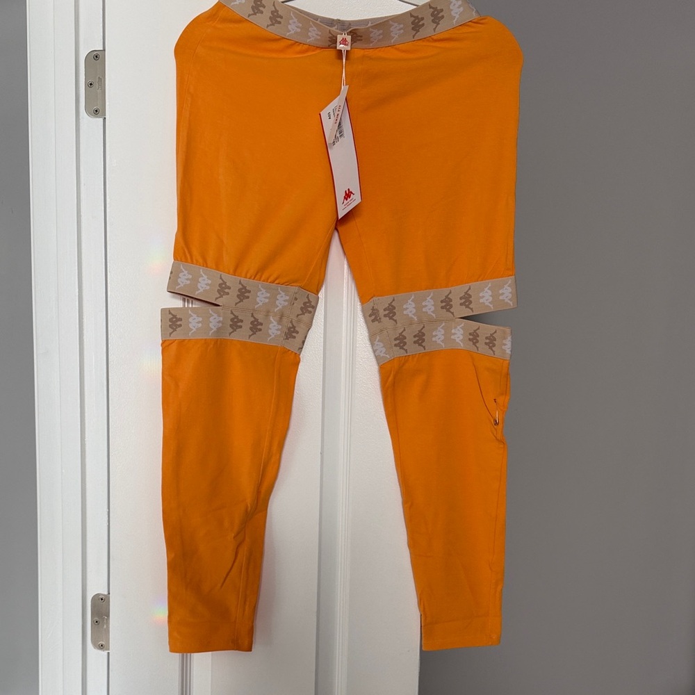 Kappa Kids Bright Orange Leggings with Tan Accents NEW NEW WITH TAGS
